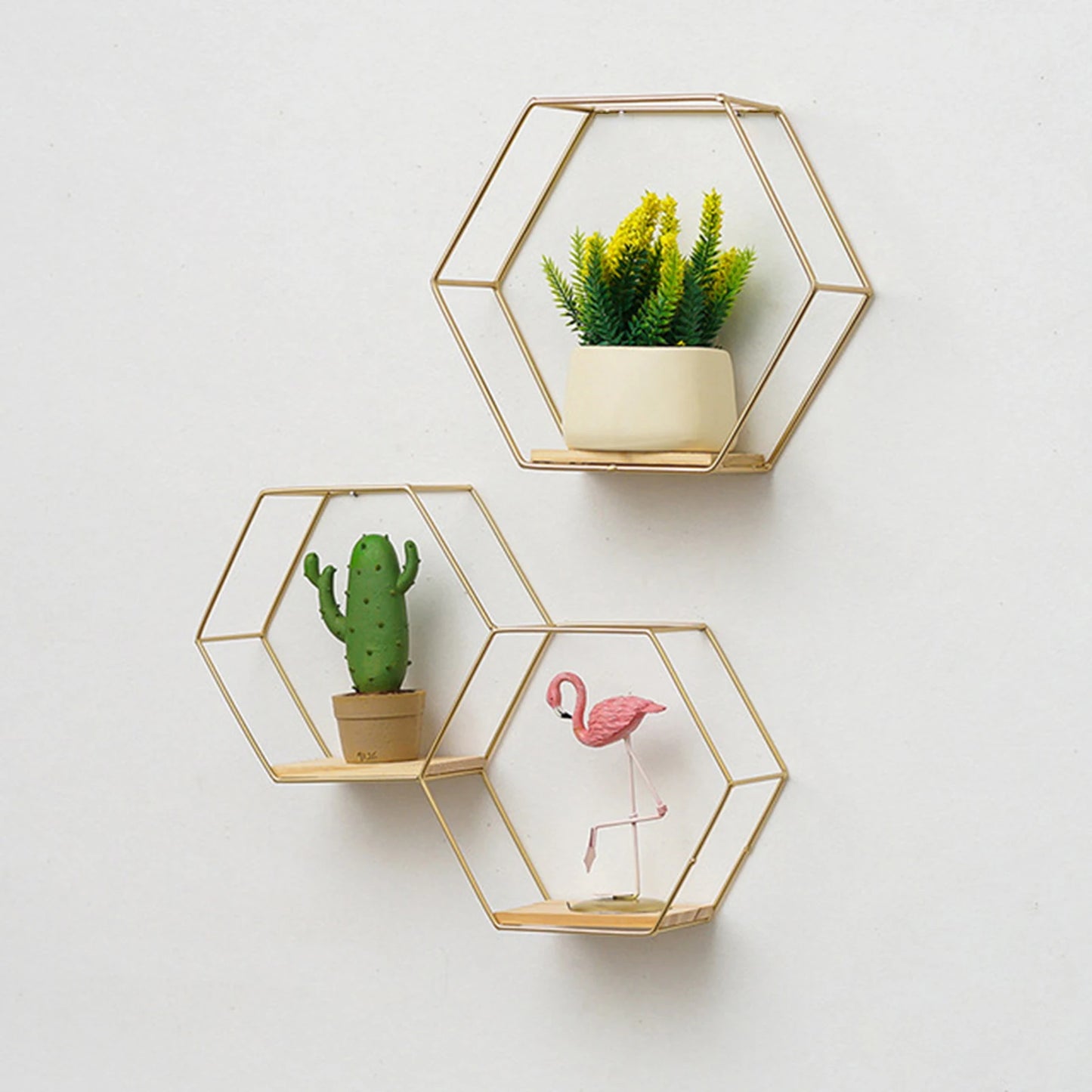 Estante de pared hexagonal flotante
