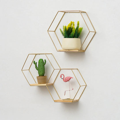 Estante de pared hexagonal flotante