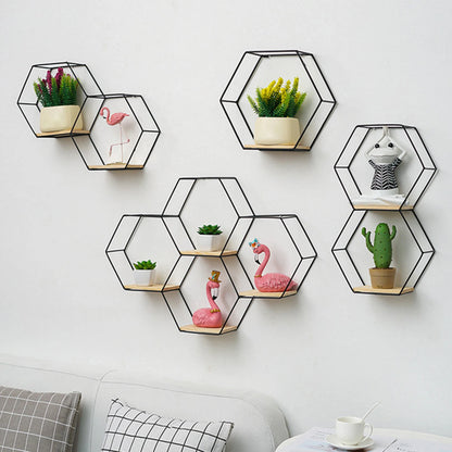 Estante de pared hexagonal flotante