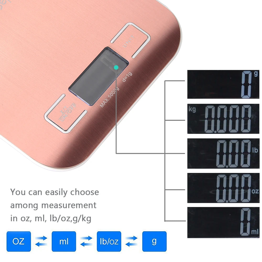 Báscula digital multifunción para alimentos de cocina de acero inoxidable