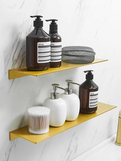 Brushed Gold Metal Floating Wall Shelf