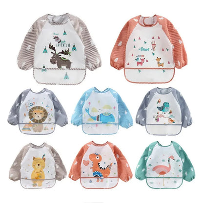 Long Sleeve Waterproof Toddler Art Smock & Feeding Bib