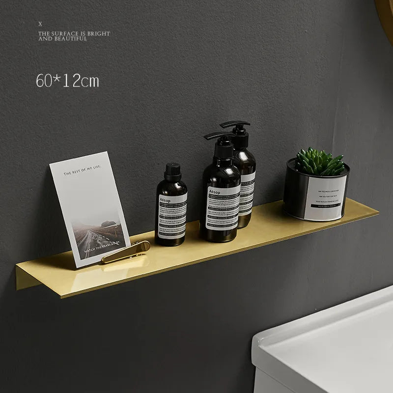 Brushed Gold Metal Floating Wall Shelf