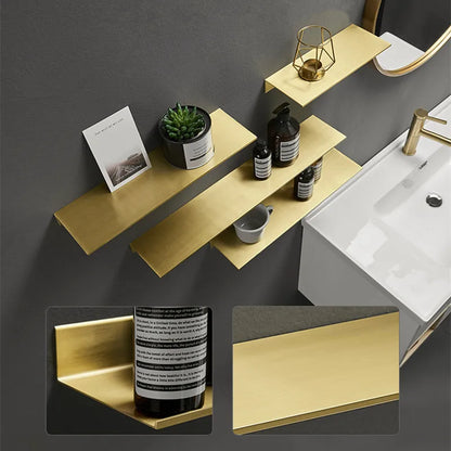 Brushed Gold Metal Floating Wall Shelf