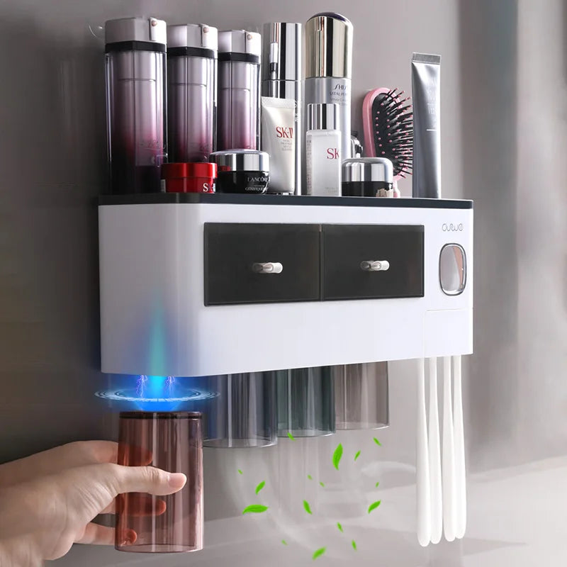 Toothbrush Holder Storage Box w/ Mouthwash Cup