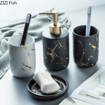 Juego de accesorios de baño de mármol cerámico