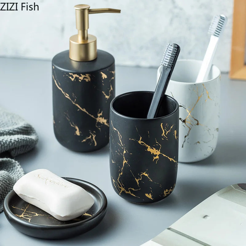 Juego de accesorios de baño de mármol cerámico
