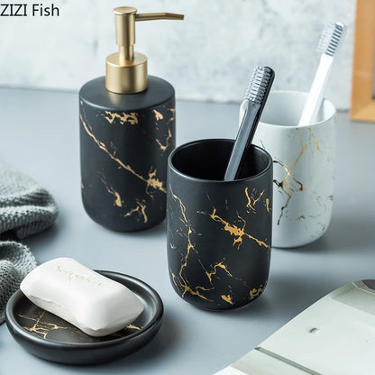 Juego de accesorios de baño de mármol cerámico