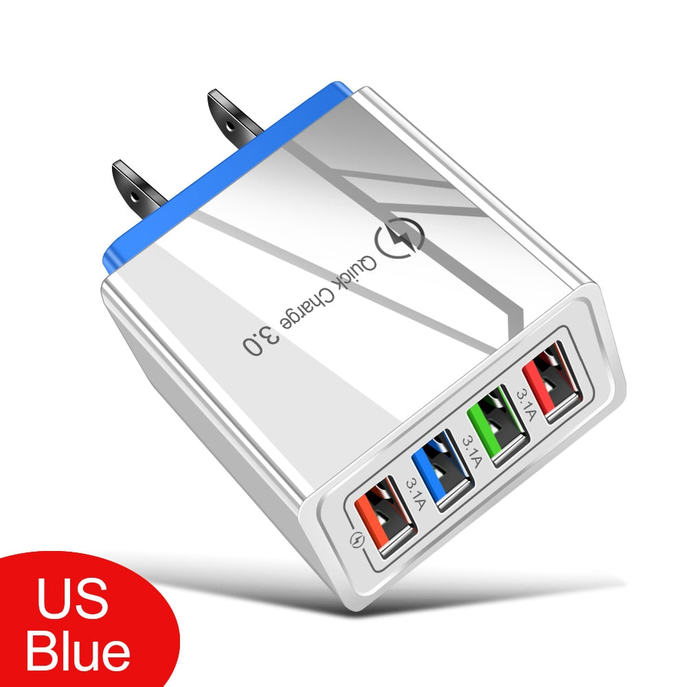 美国和欧盟插头多 USB 充电器