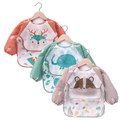 Long Sleeve Waterproof Toddler Art Smock & Feeding Bib