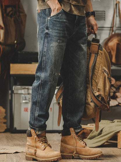 Vaqueros desgastados estilo americano pesado