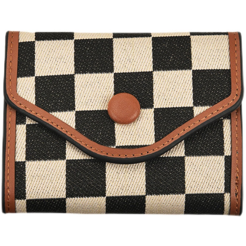 Cartera vintage con hebilla de lona a cuadros