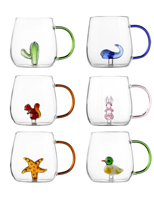 14fl oz 3D Animal Office Heat-Resistance Glass Mugs