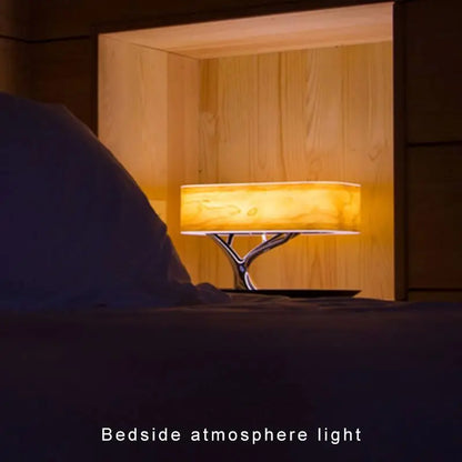 Multifunctional  Hometree Desk Lamp Wooden Bedroom Table Lamp With Speaker Wireless