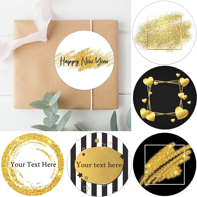Pegatinas de brillo personalizables con tema dorado 