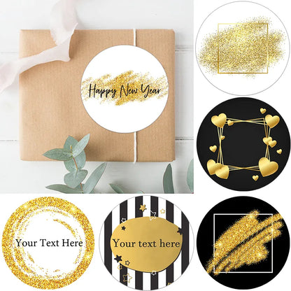 Pegatinas de brillo personalizables con tema dorado 