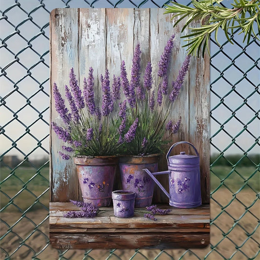 Lavender Planter Metal Iron Wall Decor (8 x 12in)