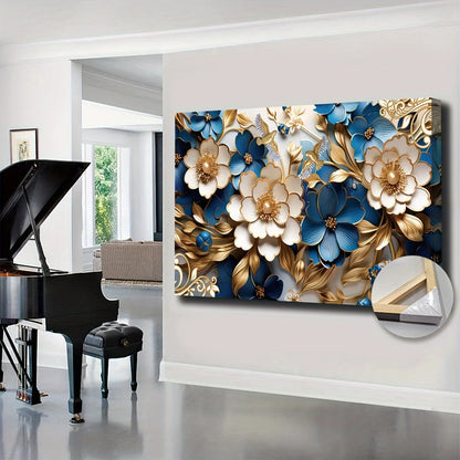 Framed Canvas Wall Art Filled with Floral Symphony (24 x 63in)