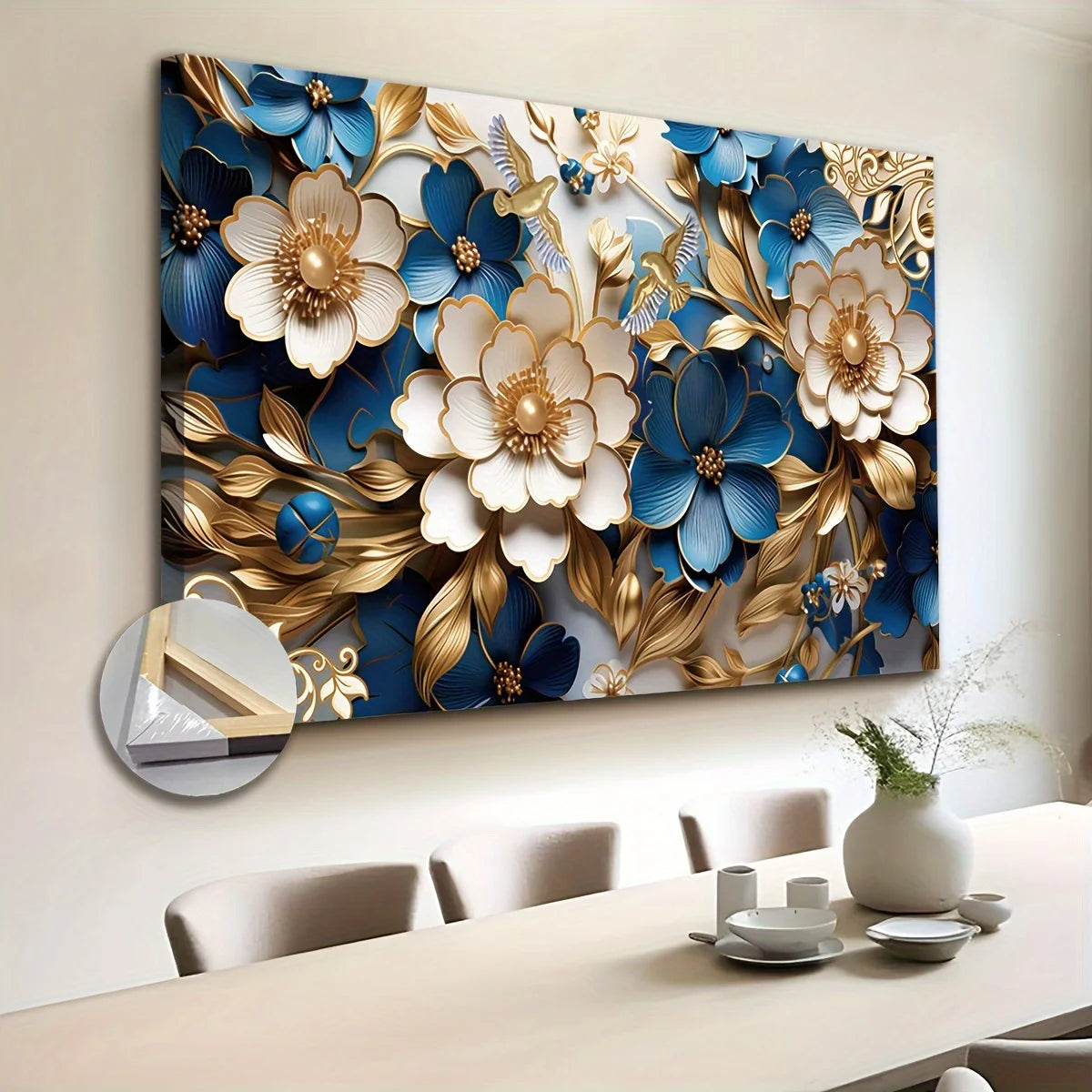 Framed Canvas Wall Art Filled with Floral Symphony (24 x 63in)