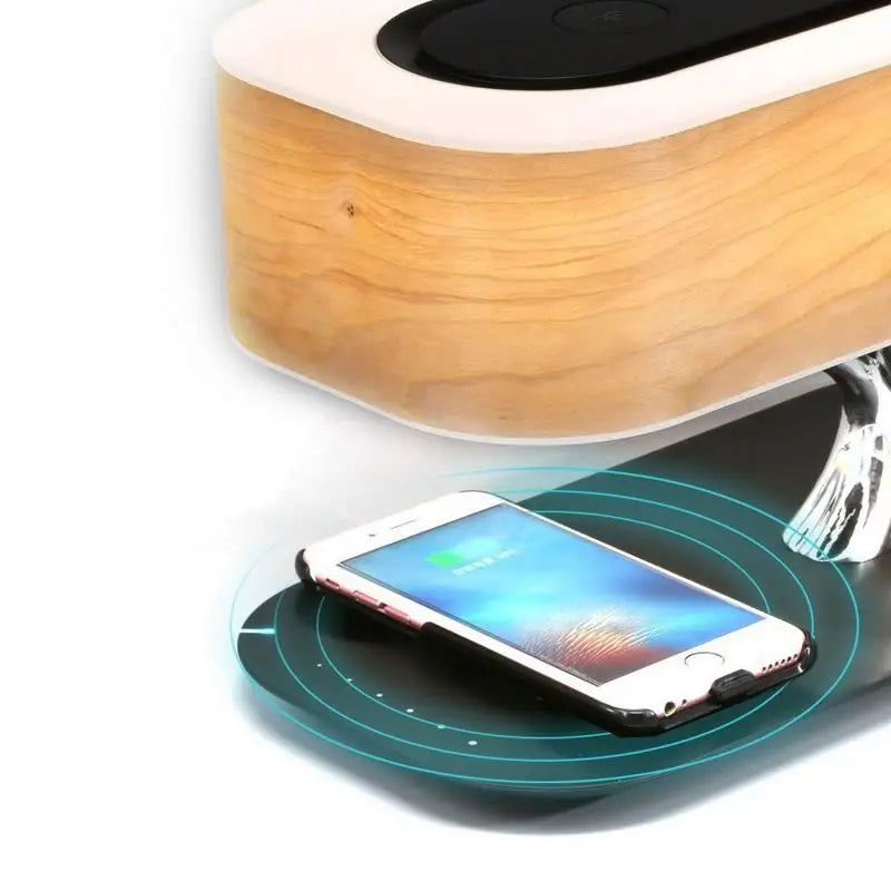 Multifunctional  Hometree Desk Lamp Wooden Bedroom Table Lamp With Speaker Wireless