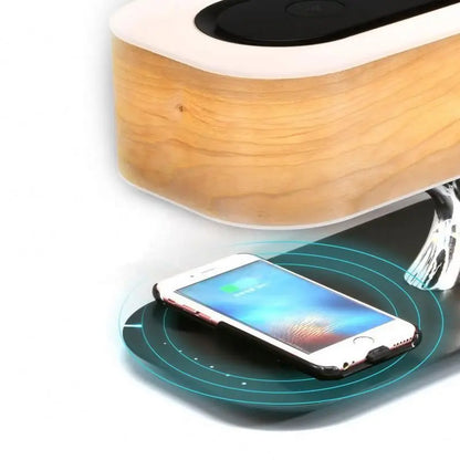 Multifunctional  Hometree Desk Lamp Wooden Bedroom Table Lamp With Speaker Wireless