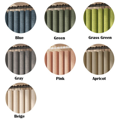 Thick Linen Shower Curtain Cover with Metal Hooks