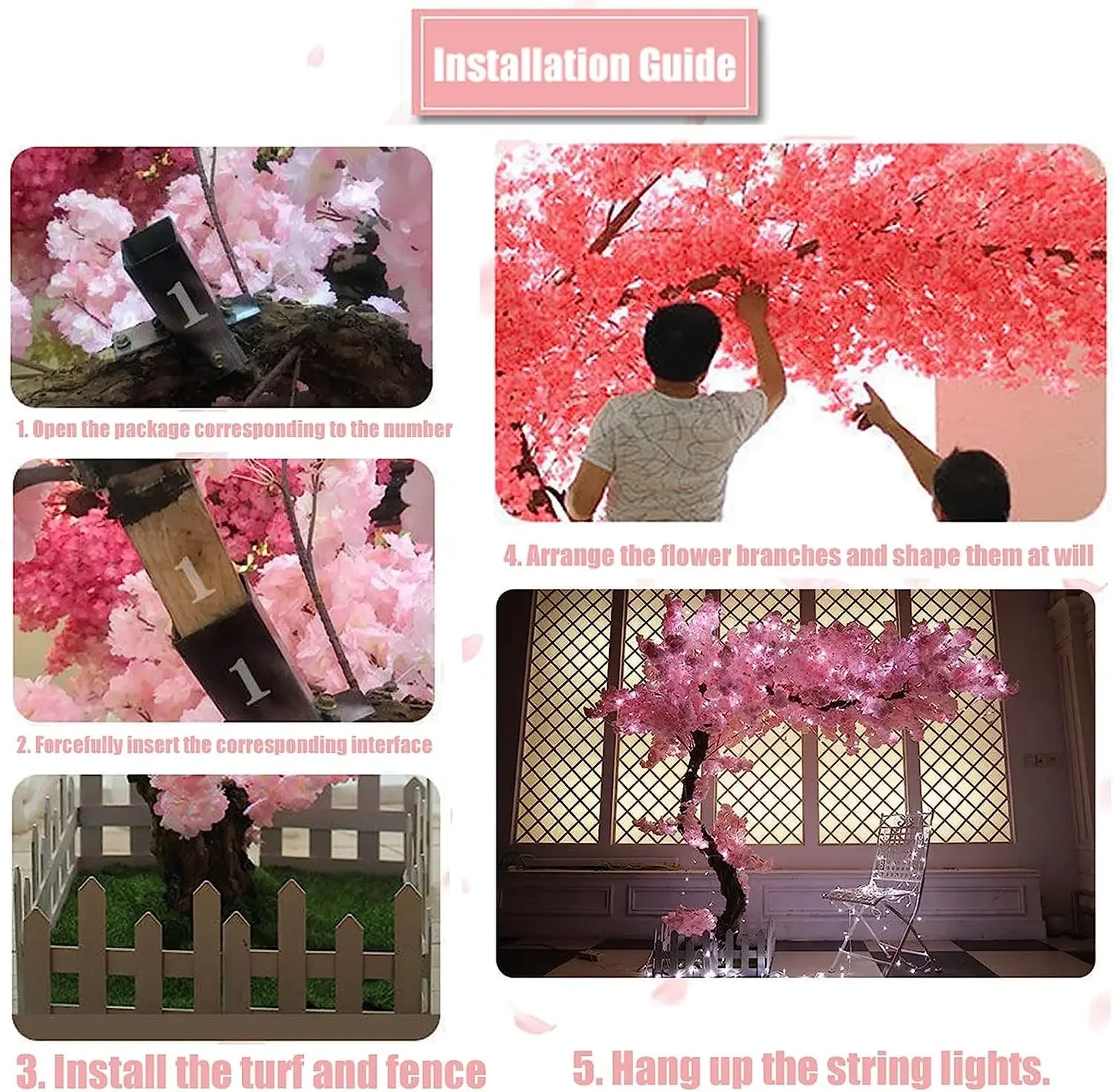 Artificial Cherry Blossom Tree Handmade Light Pink Tree