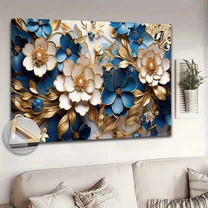 Framed Canvas Wall Art Filled with Floral Symphony (24 x 63in)