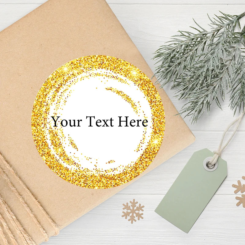 Pegatinas de brillo personalizables con tema dorado 