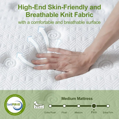 Colchón híbrido tamaño queen de 30 cm con espuma viscoelástica de gel y resortes embolsados ​​(firmeza media)