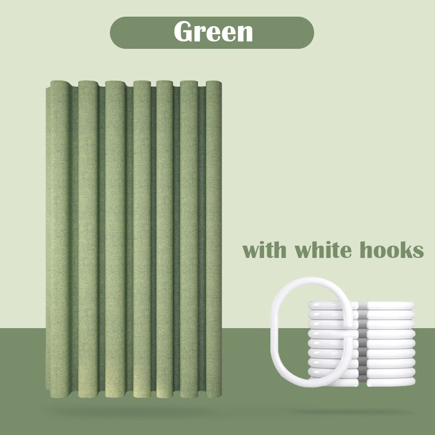 Thick Linen Shower Curtain Cover with Metal Hooks