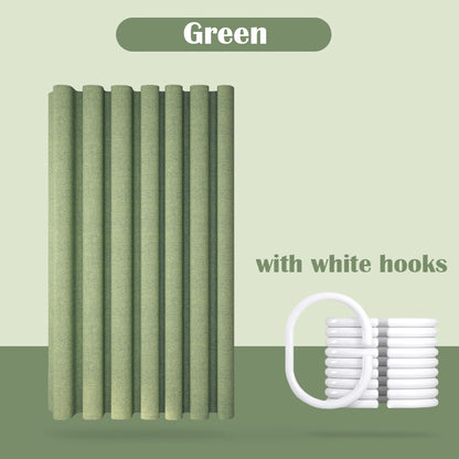 Thick Linen Shower Curtain Cover with Metal Hooks