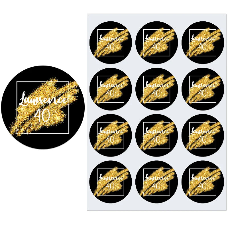 Pegatinas de brillo personalizables con tema dorado 