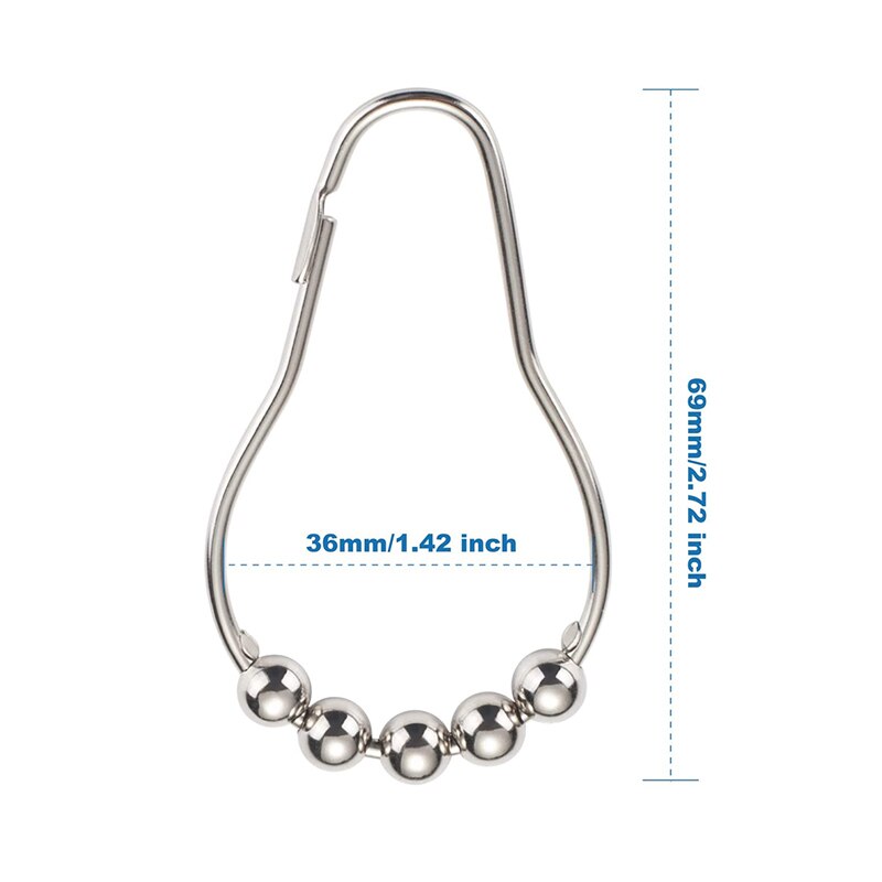 12pcs Stainless Steel Curtain Hooks