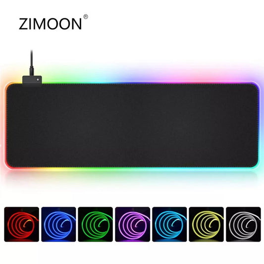 Plain Black RGB Large Glowing Mouse Pad