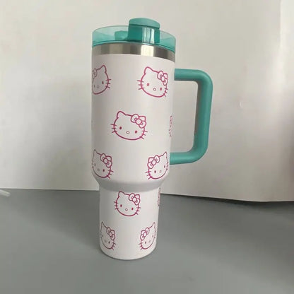 40oz Hello Kitty Stainless Steel Insulated Mug With Handle & Straw