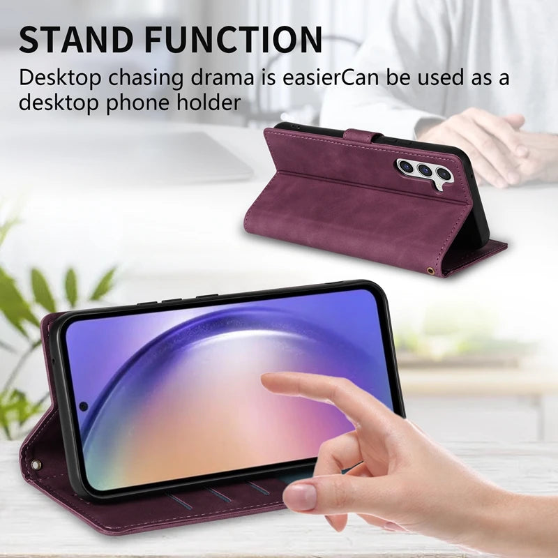 Funda de cuero con tapa magnética tipo billetera
