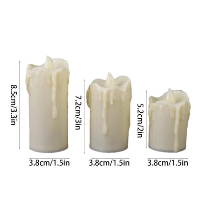 Flameless Fake Candle Lights - Set Of 3