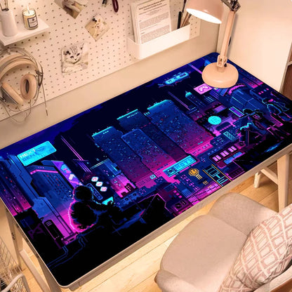 City Neon Pixel Large Gaming Mousepad