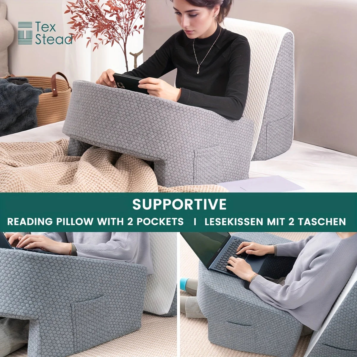 1pc Soft Reading Pillow w/ Arm Rest (Removable and Washable Cover)