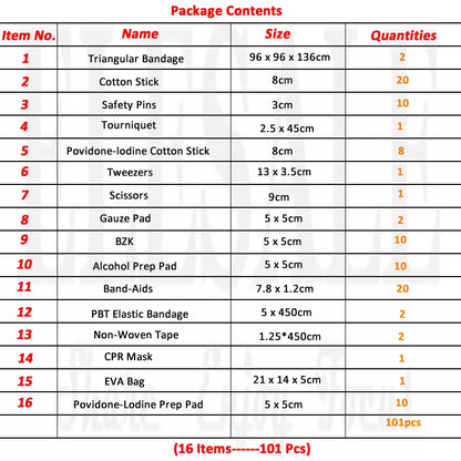 101Pcs  Portable First Aid Kit