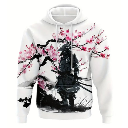 Men's Hoodie Japanese Temples and Cherry Blossoms