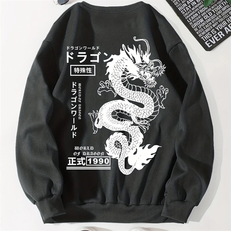Japanese Dragon Styled Pullover Crewnecks