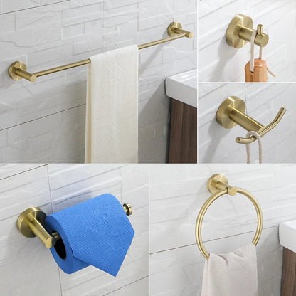Juego de accesorios de baño en oro cepillado