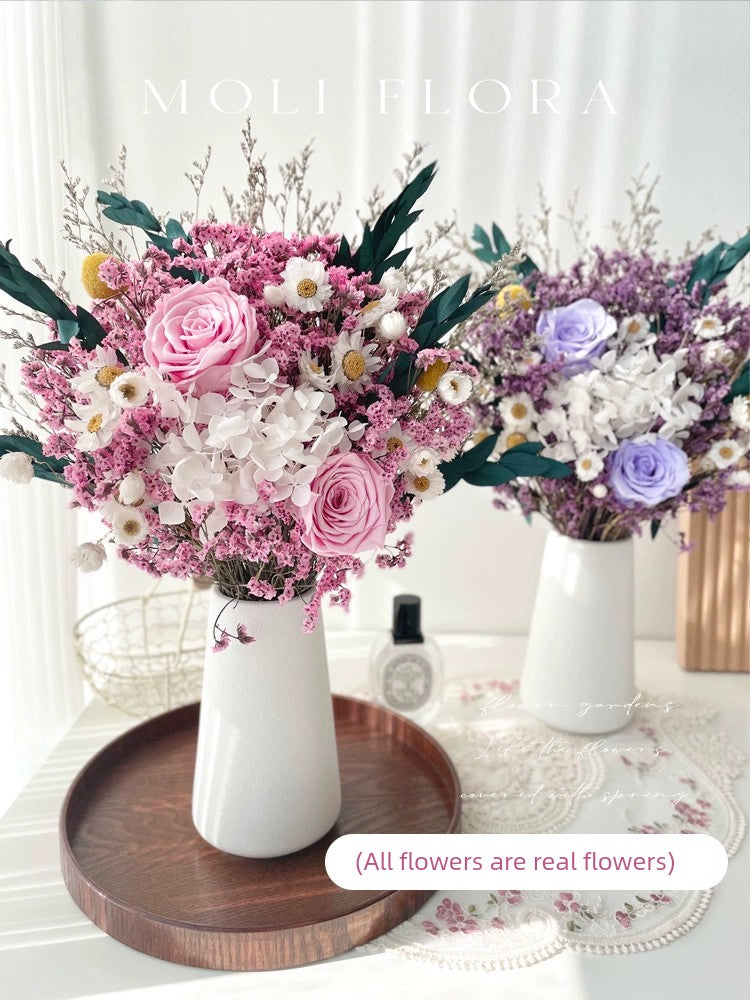 永生玫瑰 &amp; 桉树叶干花花束