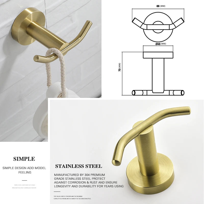 Juego de accesorios de baño en oro cepillado