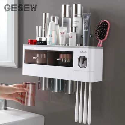 Toothbrush Holder Storage Box w/ Mouthwash Cup