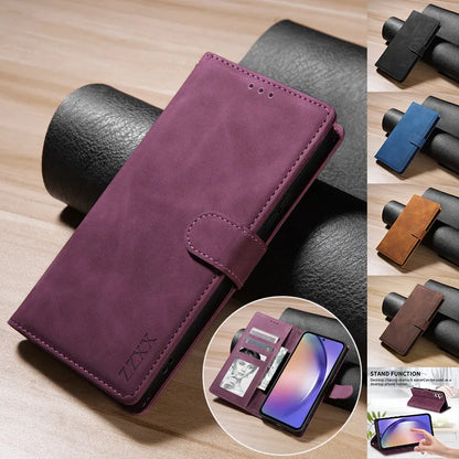 Funda de cuero con tapa magnética tipo billetera