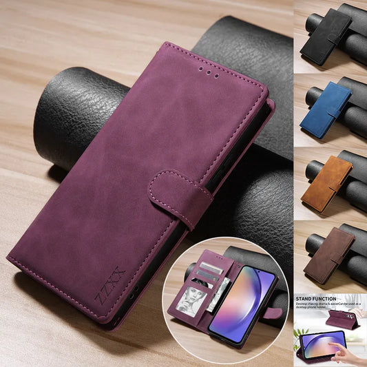 Funda de cuero con tapa magnética tipo billetera