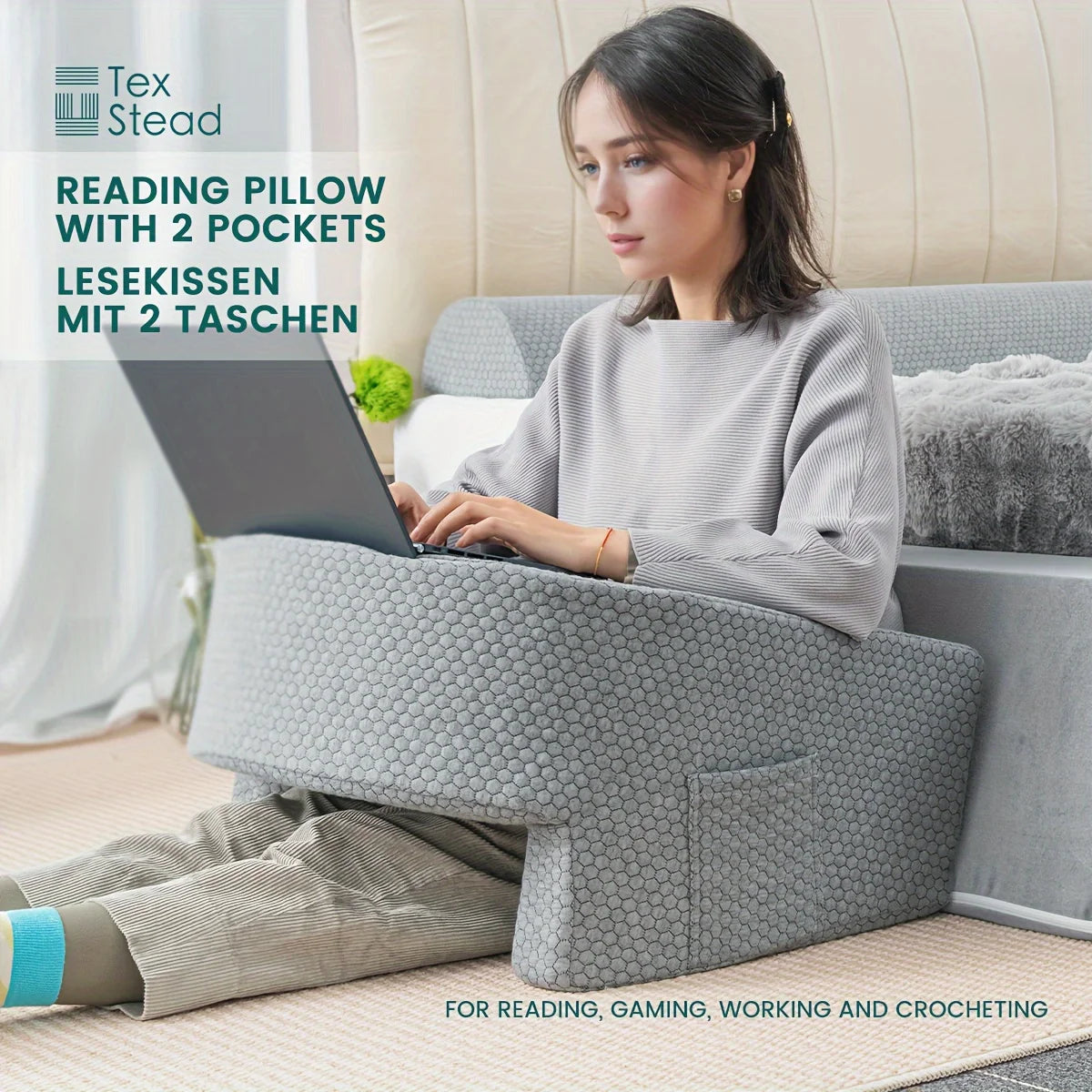 1pc Soft Reading Pillow w/ Arm Rest (Removable and Washable Cover)